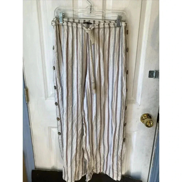 Spiaggia Dolce Lady S Decorative Buttonside Casual Beach Pull On Pants Wide Leg - Picture 11 of 16